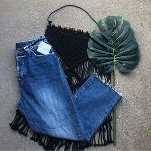 NWT Flying Monkey Jeans Size 29 - High Rise Frayed Hem Slit Cropped